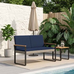 Banc extérieur Gris et bleu marine 107 x 61 x 80 cm polyrotin 639395639395