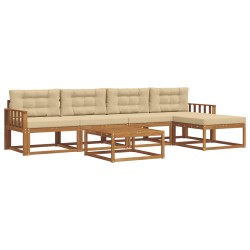 Ensemble de canapés d'extérieur 6 pcs Naturel et Beige 639403639403