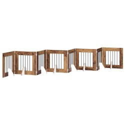 Porte de chien pliable avec supports 8 pcs Bois ancien 60 cm 639406639406