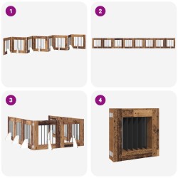 Porte de chien pliable avec supports 8 pcs Bois ancien 60 cm 639406639406