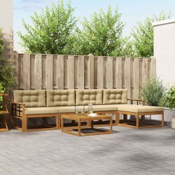 Ensemble de canapés d'extérieur 6 pcs Naturel et Beige 639408639408