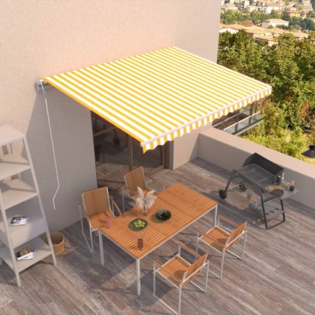 Auvent rétractable automatique 450x350 cm Jaune et blanc 639410639410