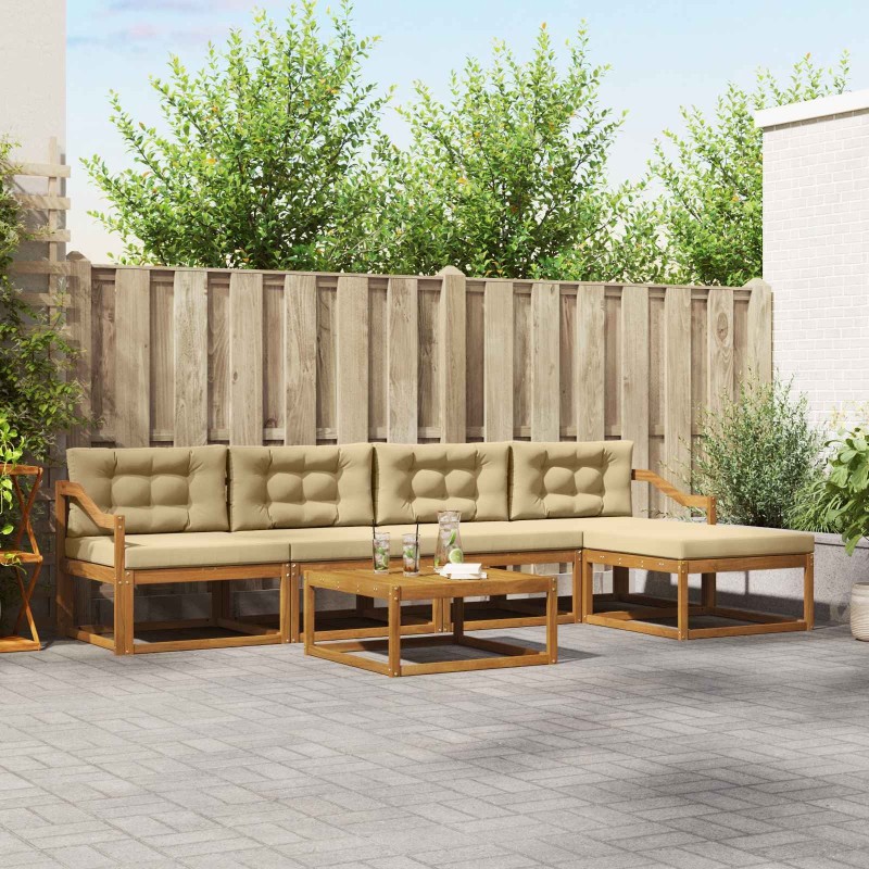 Ensemble de canapés d'extérieur 6 pcs Naturel et Beige 639413639413