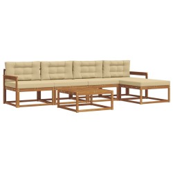 Ensemble de canapés d'extérieur 6 pcs Naturel et Beige 639414639414