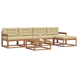 Ensemble de canapés d'extérieur 6 pcs Naturel et Beige 639414639414