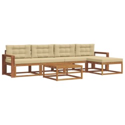 Ensemble de canapés d'extérieur 6 pcs Naturel et Beige 639415639415
