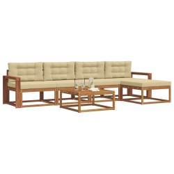 Ensemble de canapés d'extérieur 6 pcs Naturel et Beige 639415639415