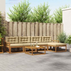 Ensemble de canapés d'extérieur 6 pcs Naturel et Beige 639417639417
