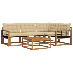 Ensemble de canapés d'extérieur 5 pcs Naturel et Beige 639420639420