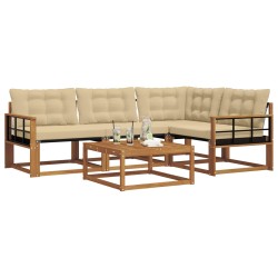 Ensemble de canapés d'extérieur 5 pcs Naturel et Beige 639420639420