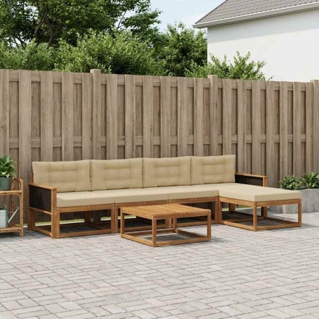 Ensemble de canapés d'extérieur 6 pcs Naturel et Beige 639425639425
