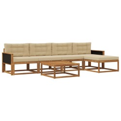 Ensemble de canapés d'extérieur 6 pcs Naturel et Beige 639425639425