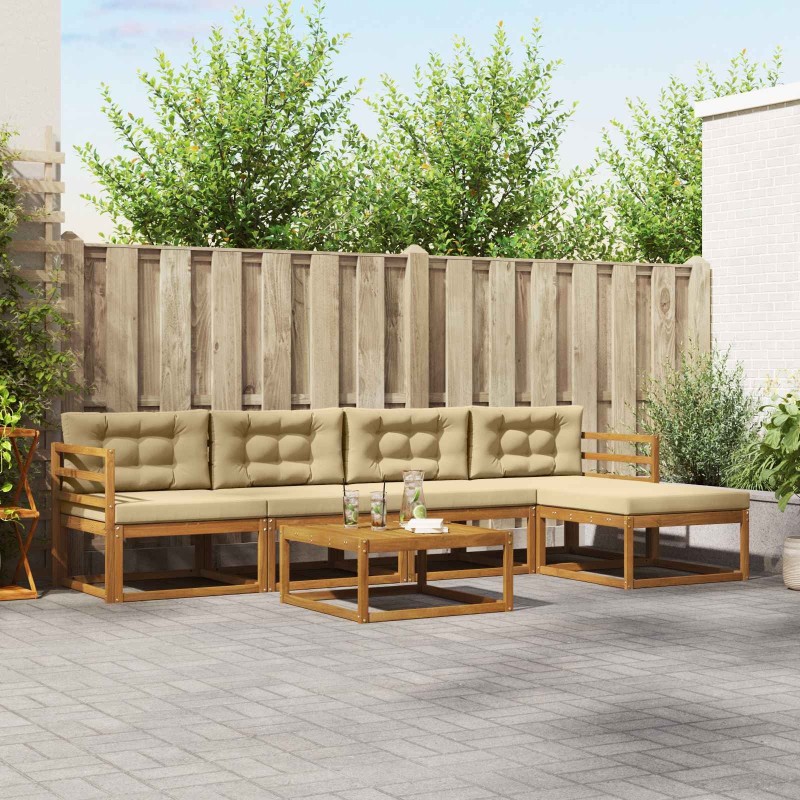 Ensemble de canapés d'extérieur 6 pcs Naturel et Beige 639433639433