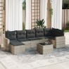 Salon de jardin 8 pcs avec coussins gris clair résine tressée 639439639439