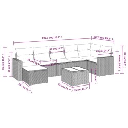 Salon de jardin 8 pcs avec coussins gris clair résine tressée 639439639439