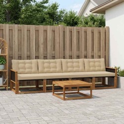 Ensemble de canapés d'extérieur 5 pcs Naturel et Beige 639441639441