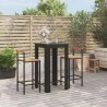 Ensemble de bar jardin 3 pcs noir poly rotin/bois massif acacia 639444639444