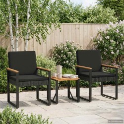 Ensemble de meubles d'extérieur 3 pcs Noir polyrotin 639448639448
