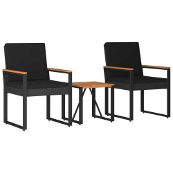 Ensemble de meubles d'extérieur 3 pcs Noir polyrotin 639448639448