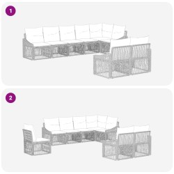 Ensemble de canapé de jardin 8 pcs Gris polyrotin 639449639449