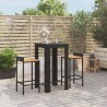 Ensemble de bar jardin 3 pcs noir poly rotin/bois massif acacia 639452639452