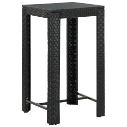 Ensemble de bar jardin 3 pcs noir poly rotin/bois massif acacia 639452639452