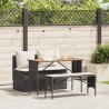 Ensemble de salle à manger de jardin 3 pcs avec coussins noir résine tressée 639453639453