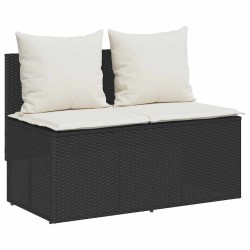 Ensemble de salle à manger de jardin 3 pcs avec coussins noir résine tressée 639453639453