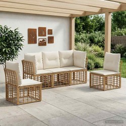 Ensemble de canapés d'extérieur Naturel Polyester 639460639460