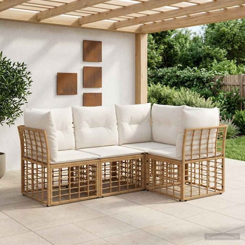Ensemble de canapés d'extérieur Naturel Polyester 639462639462