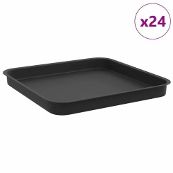Plateau carré à fleurs 24 pcs Noir 21 x 21 x 2 cm Plastique 639464639464