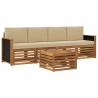 Ensemble de canapés d'extérieur 5 pcs Naturel et Beige 639475639475