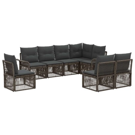 Ensemble de canapé de jardin 8 pcs Gris polyrotin 639484639484
