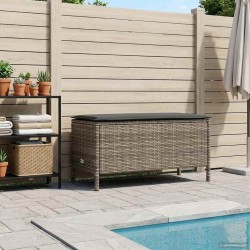 Pouf de Jardin Gris et Gris foncé 80 x 38 x 45 cm Rotin PE 639486639486
