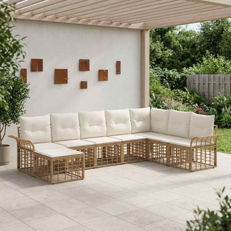 Ensemble de canapés d'extérieur 8 pcs Blanc Naturel et Crème 639487639487