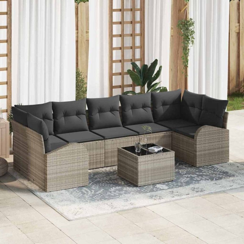 Ensemble de canapé de jardin 8 pcs Gris clair et gris foncé 639488639488