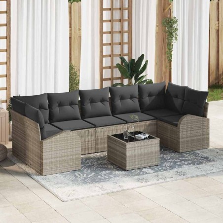 Ensemble de canapé de jardin 8 pcs Gris clair et gris foncé 639488639488