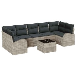 Ensemble de canapé de jardin 8 pcs Gris clair et gris foncé 639488639488