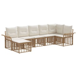Ensemble de canapés d'extérieur 7 pcs Blanc Naturel et Crème 639490639490