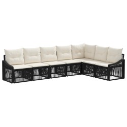 Ensemble de canapé de jardin 7 pcs Noir polyrotin 639492639492