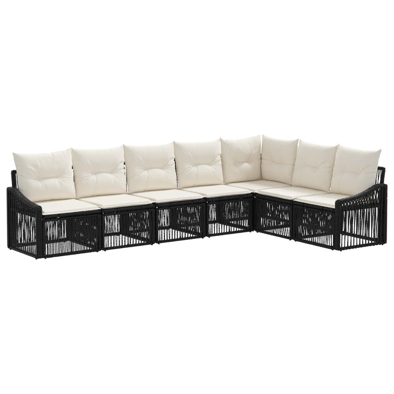 Ensemble de canapé de jardin 7 pcs Noir polyrotin 639492639492