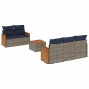 Ensemble de canapé de jardin 6 pcs avec coussins gris résine tressée 639498639498