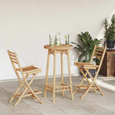 Ensemble de bar d'extérieur pliable en bambou 3 pcs 639523639523