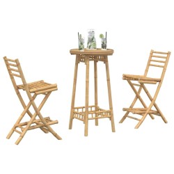 Ensemble de bar d'extérieur pliable en bambou 3 pcs 639523639523