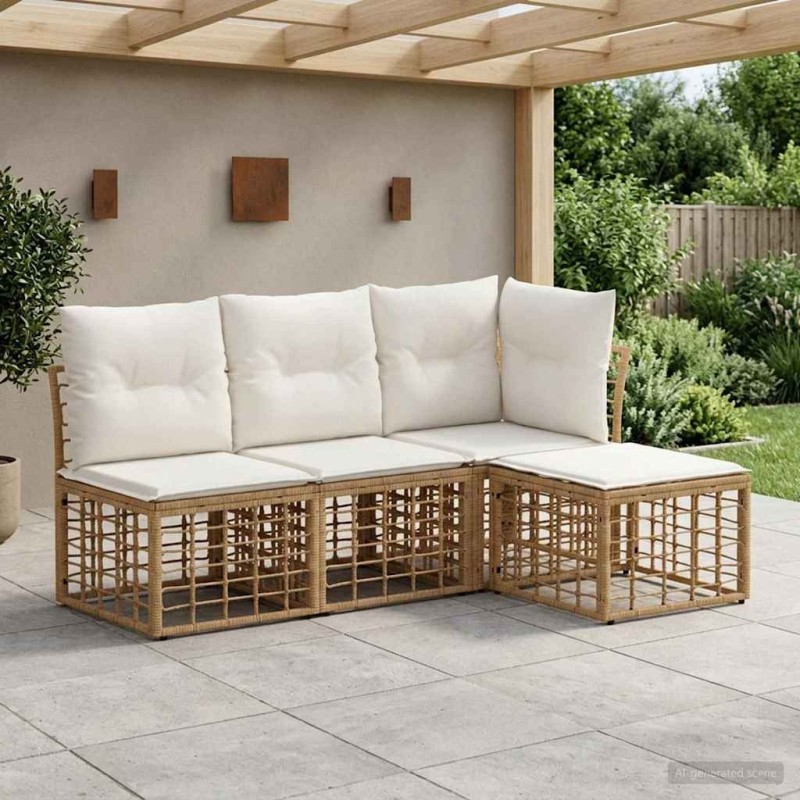 Ensemble de canapés d'extérieur Naturel Polyester 639524639524