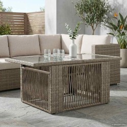 Table de Jardin Gris 100 x 55 x 37 cm Rattan PE et Verre 639537639537