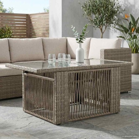 Table de Jardin Gris 100 x 55 x 37 cm Rattan PE et Verre 639537639537