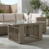 Table de Jardin Gris 100 x 55 x 37 cm Rattan PE et Verre 639537639537