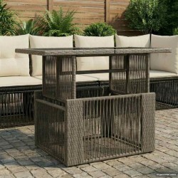 Table de Jardin Gris 100 x 55 x 37 cm Rattan PE et Verre 639537639537