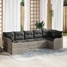 Ensemble de canapé de jardin 7 pcs Gris clair Poly rotin 639538639538